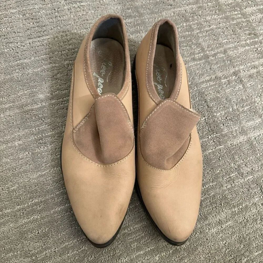 Free People Brady Slip On Leather Suede Tan Natural Loafers 41 Size 10 Used